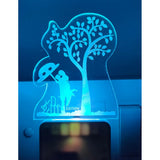 Lighted night lamp with tree and couple design, AC adapter