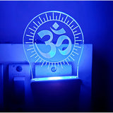 Blue om mantra lighted night lamp with ac adapter