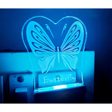 Blue, plastic, night lamp, with acrylic butterfly design