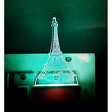 Blue and white Eiffel tower night lamp with AC adapter