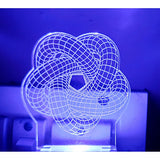 Night lamp with intricate laser-designed star and AC adapter design, clear plastic body