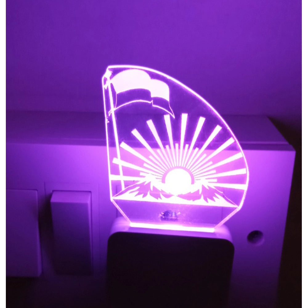 Purple acrylic night lamp with a sun design