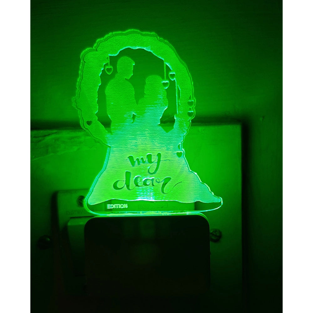 Green acrylic light up lampshade with "My Dear AC Adapter Night Lamp" inscription
