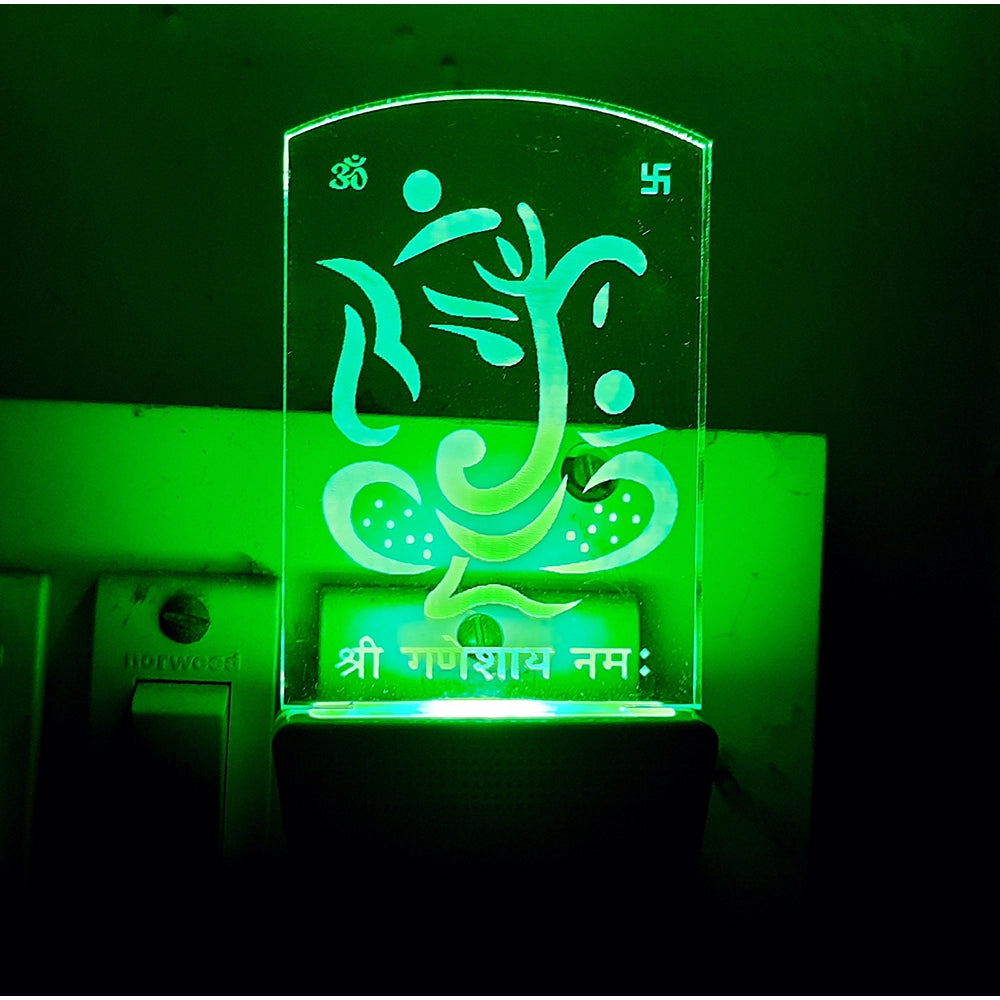 Ganesh night lamp, religious decor, ac adapter power light