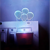 Night lamp with white dream balloon decoration, AC adapter, illuminating light bulbs