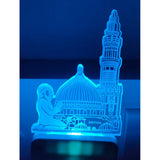 Black and white ac adapter night lamp with Islamic prayer scene