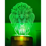 Big lion ac adopter night lamp. Bright green LED illumination