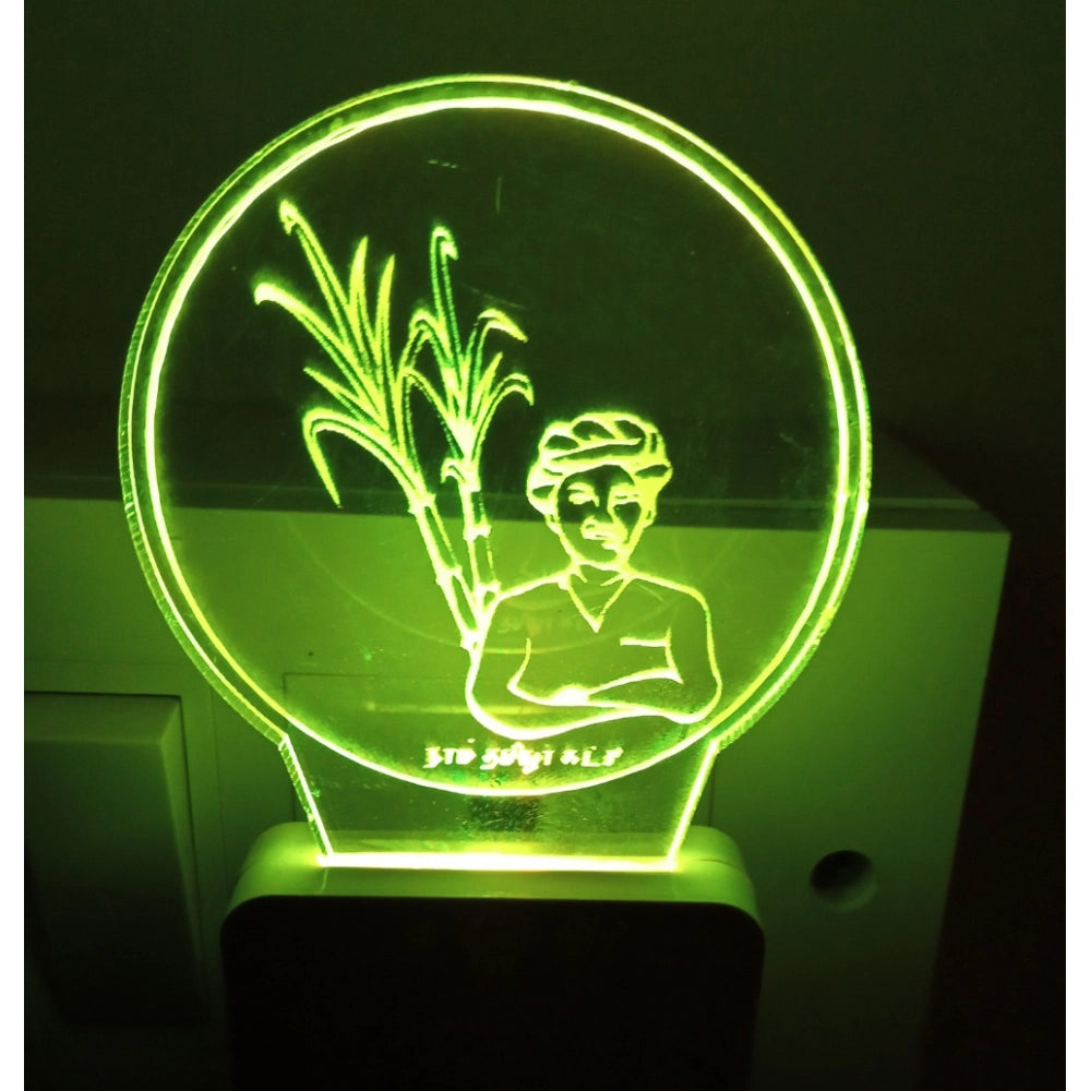 Night lamp with green neon glowing person, AC power adapter design