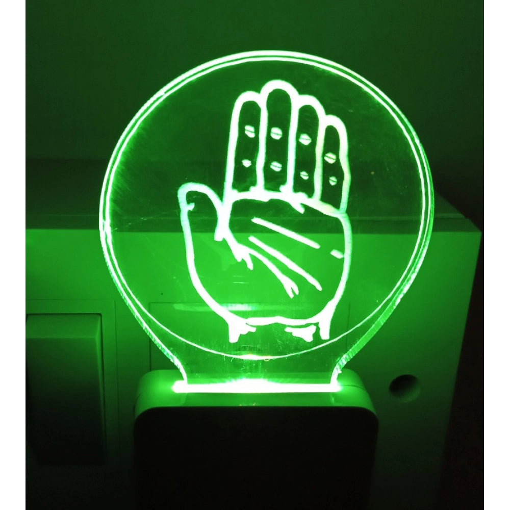 Illuminated green glass lamp with Congress ac logo