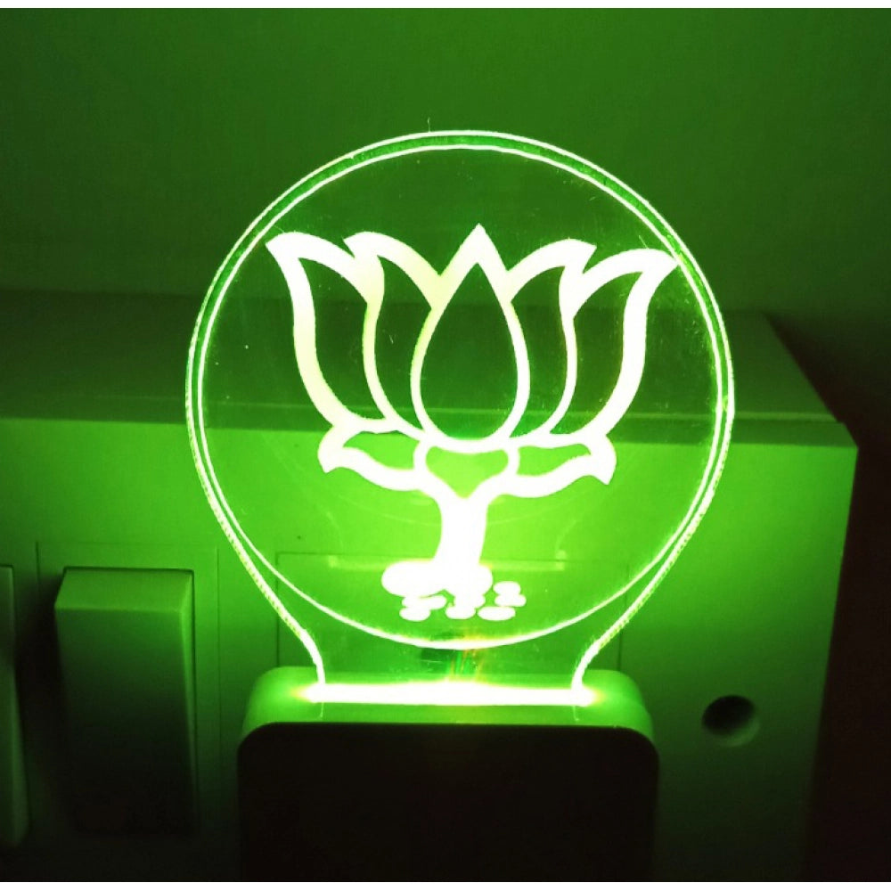 Lit BJP ac adapter night lamp with green illumination