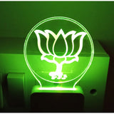 Lit BJP ac adapter night lamp with green illumination