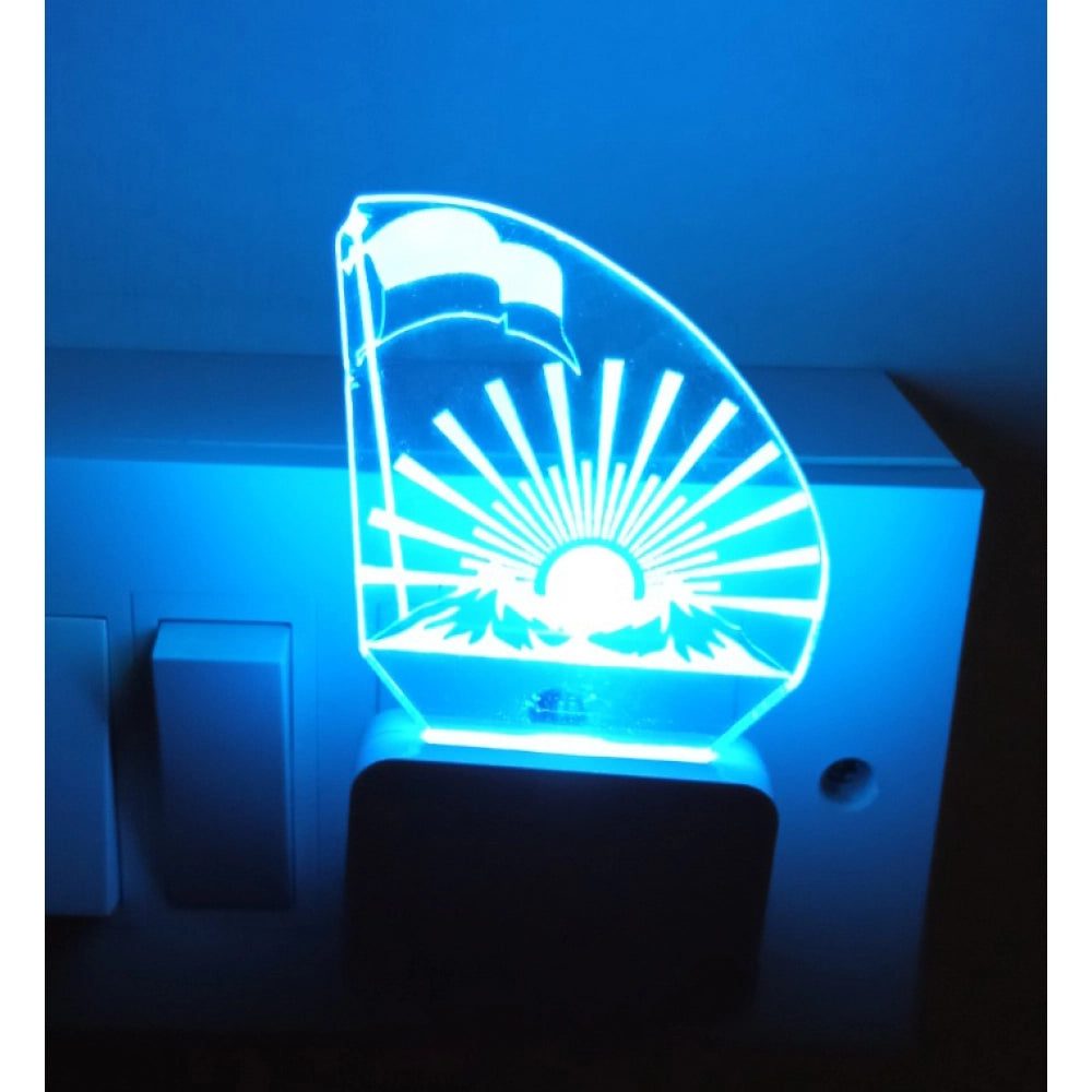 Blue and black AC adapter night lamp with sun design