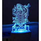 Blue, metal, night lamp with Shreenath Ji, AC adapter