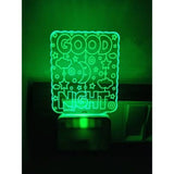 Green neon night lamp with 'good night' message, USB powered