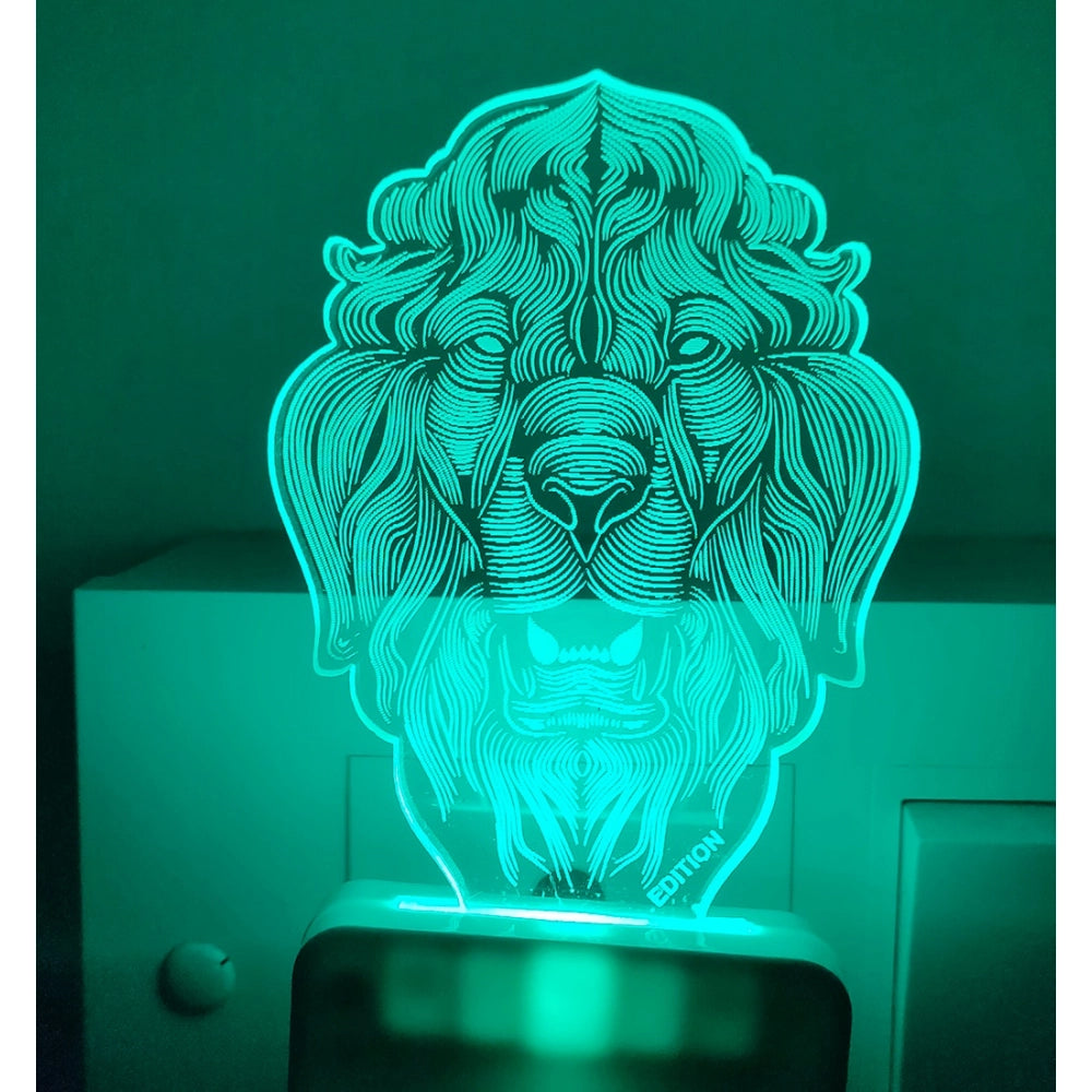 LED night lamp with a big lion face design, AC adapter