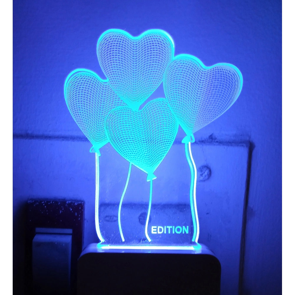 AC adapter night lamp with 4 heart balloon designs, LED lighting