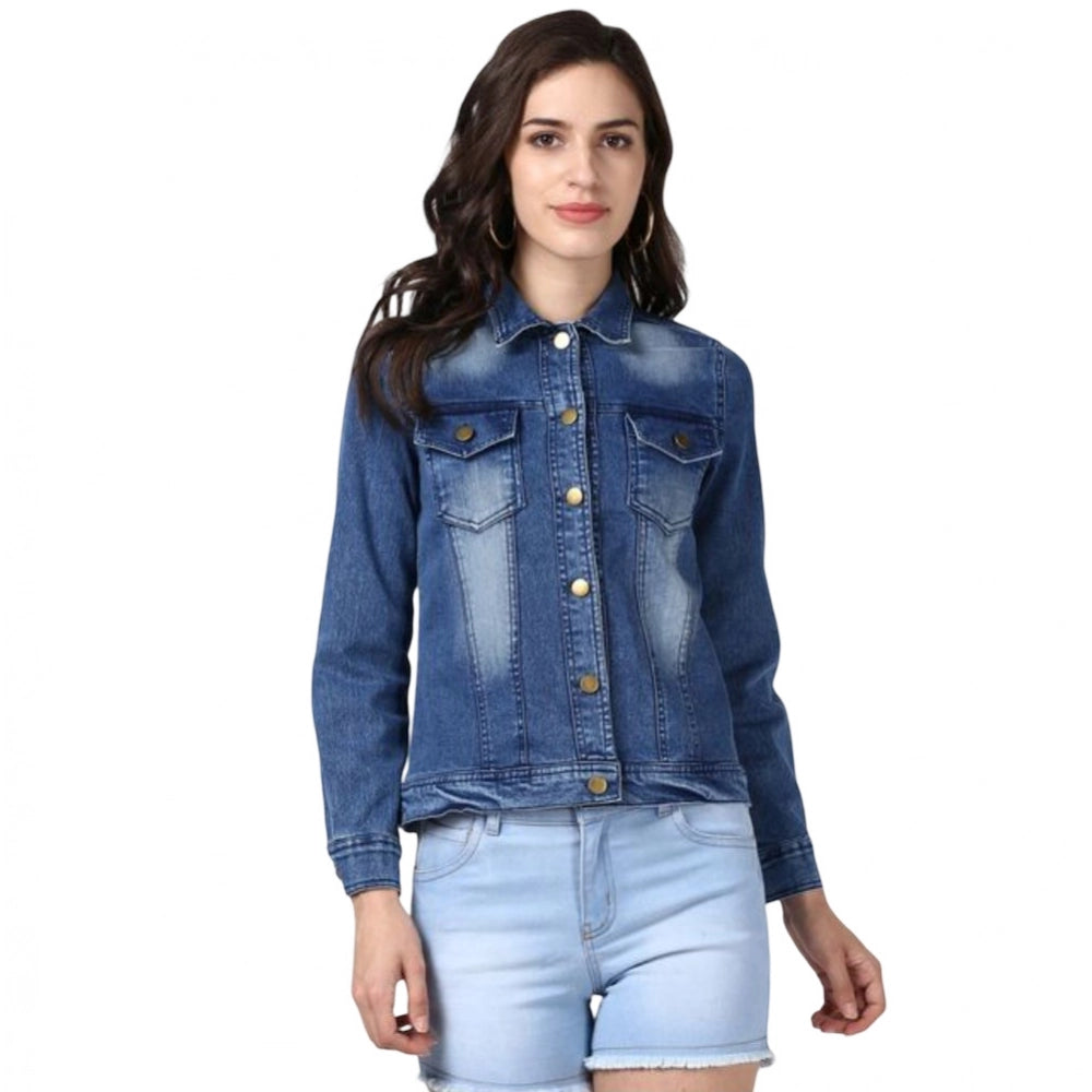 Hand painted blue denim jacket for women