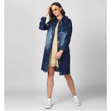 Blue denim jacket with long sleeves