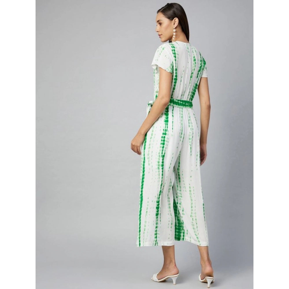 Women's rayon striped short sleeve jumpsuit
