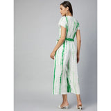 Women's rayon striped short sleeve jumpsuit