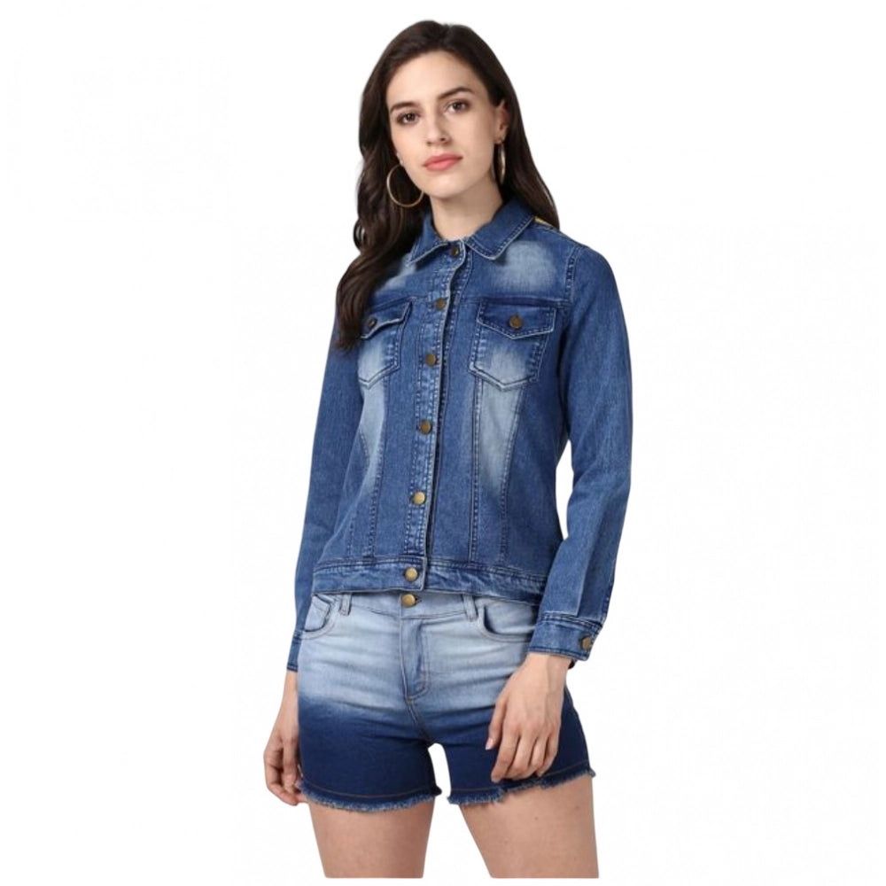 Women's Blue Jean Hand Painted Long Sleeved Jacket