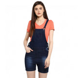 Women's blue denim shorts style dungaree pant