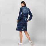 Denim washed long sleeve jacket, blue, women's