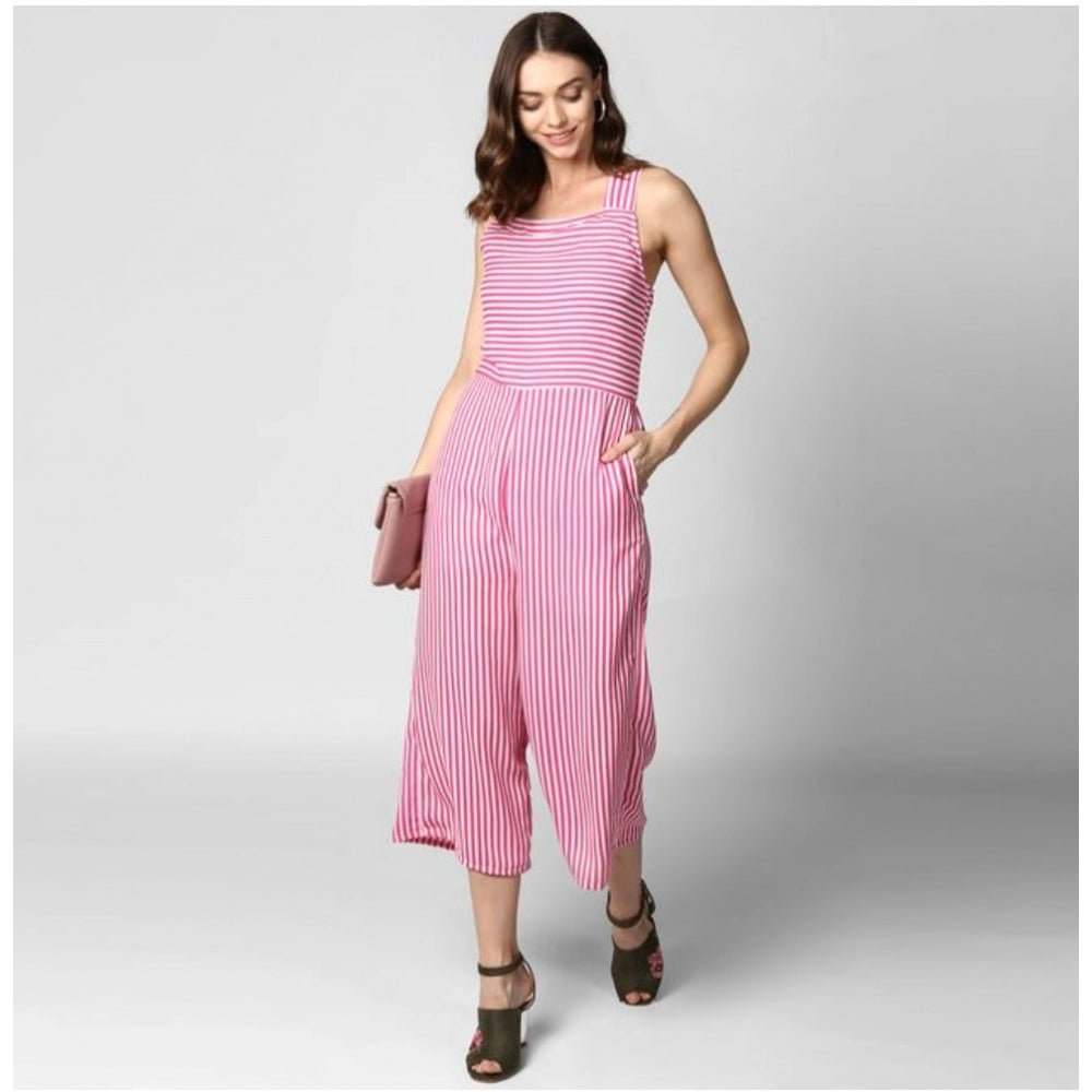 Women's pink striped jumpsuit