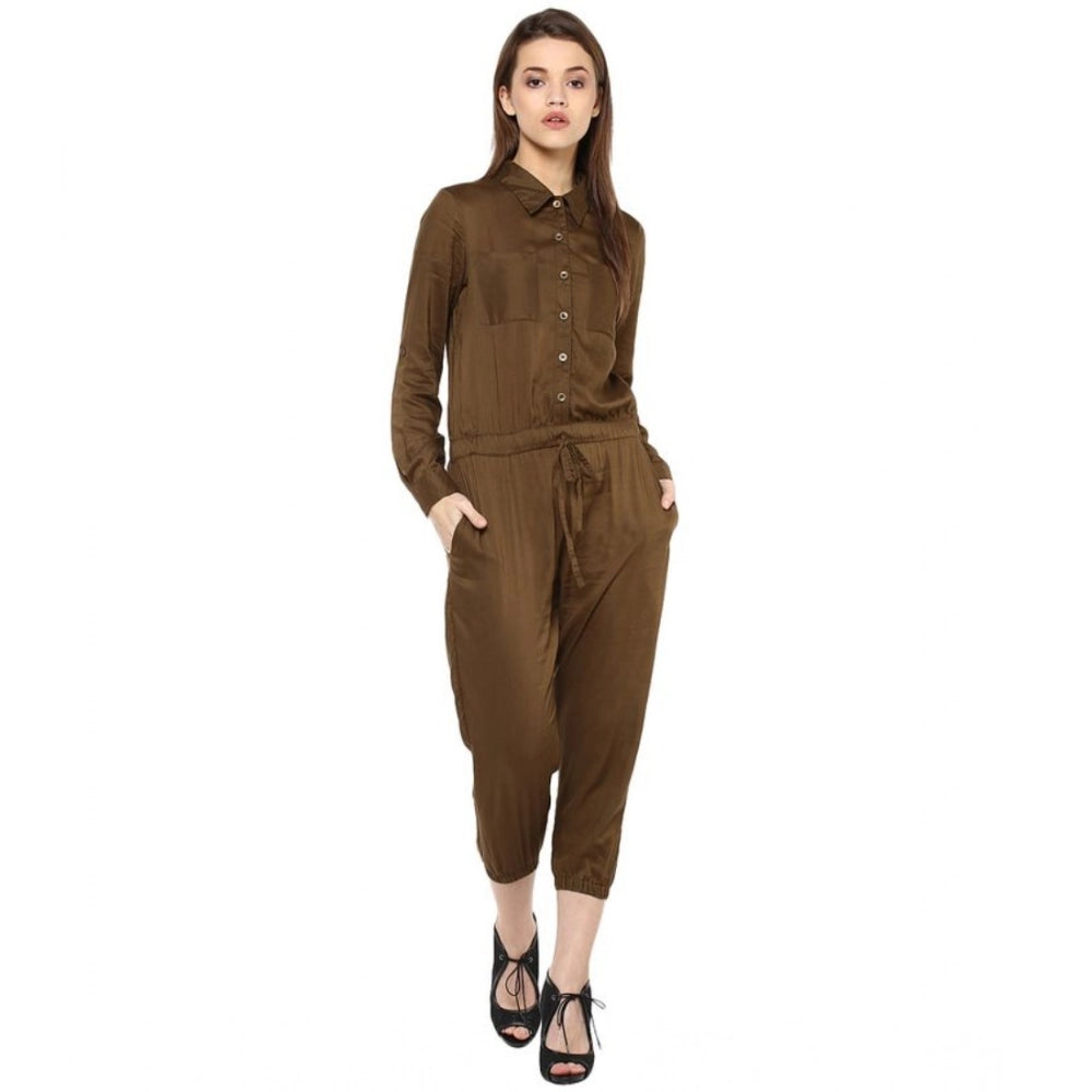 Olive jumpsuit with long sleeves