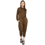 Olive jumpsuit with long sleeves