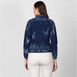 Women's long sleeve denim jacket, washed blue