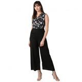 Black polyester sleeveless jumpsuit
