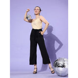 Gold and black women's sleeveless jumpsuit
