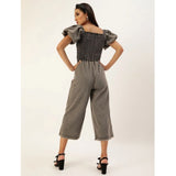 Women's denim jumpsuit with balloon sleeves