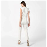 Women's white sleeveless jumpsuit with embellishments