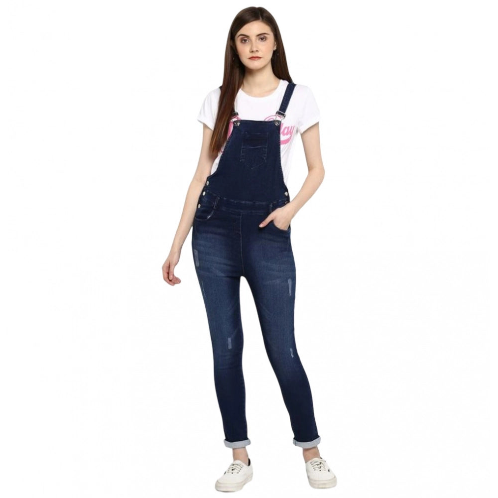 Blue denim distressed dungaree pants