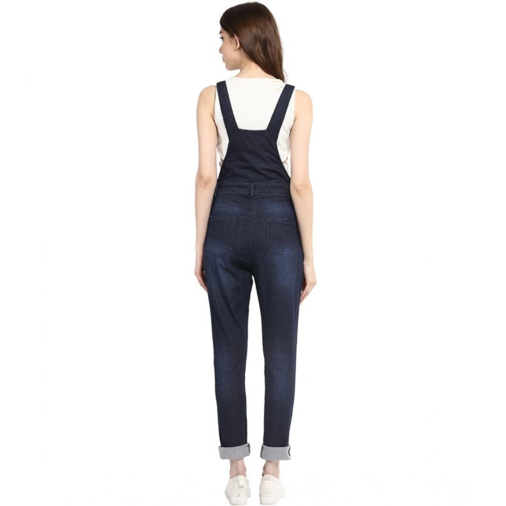 Blue denim dungaree pant, overalls style, front closure