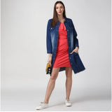 Navy blue denim jacket, long sleeves