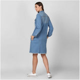 Women's long sleeve denim jacket, washed blue