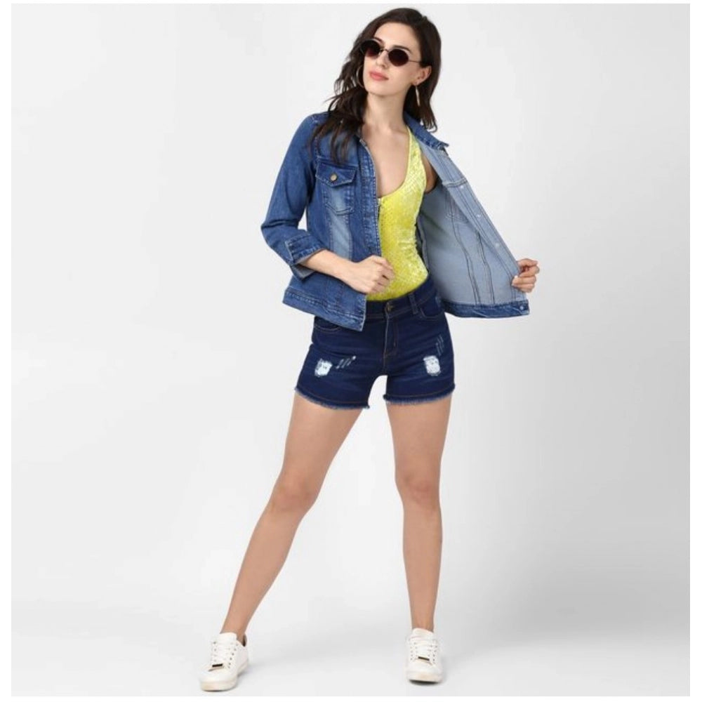 Women's blue denim long sleeve jacket