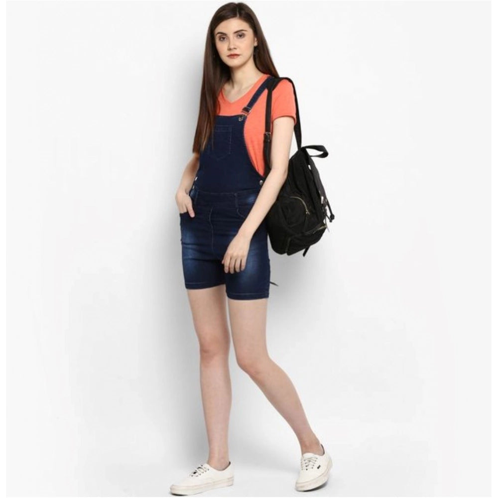 Blue denim women's style dungaree pants