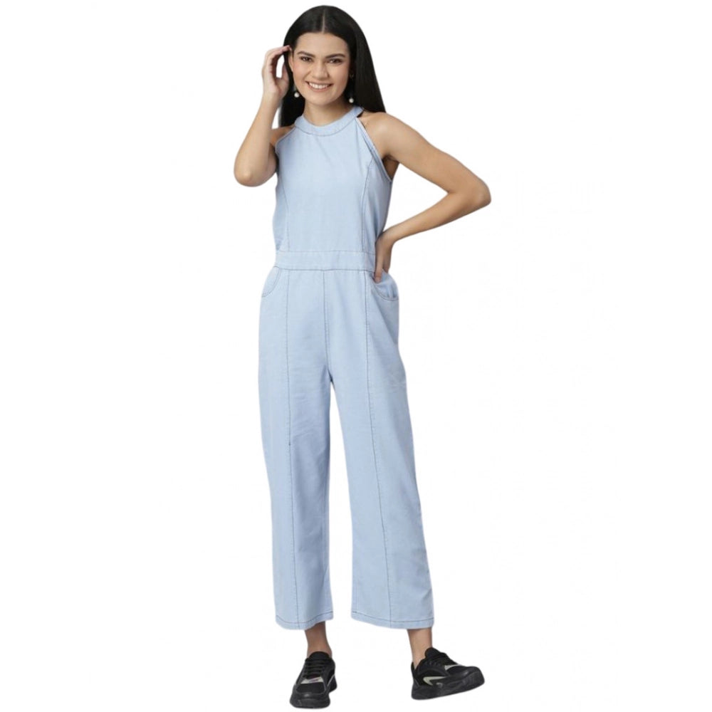 Blue denim jumpsuit women's fashion