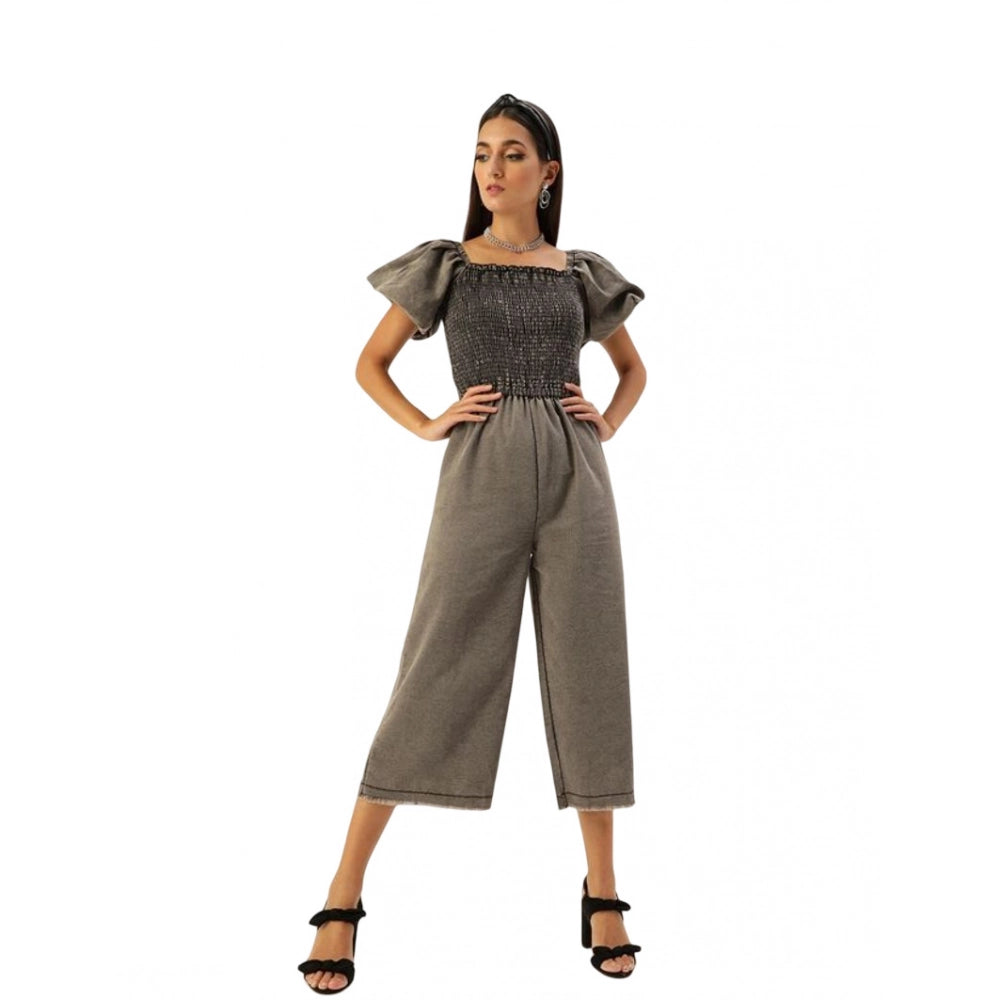 Black women's jumpsuit with balloon sleeves