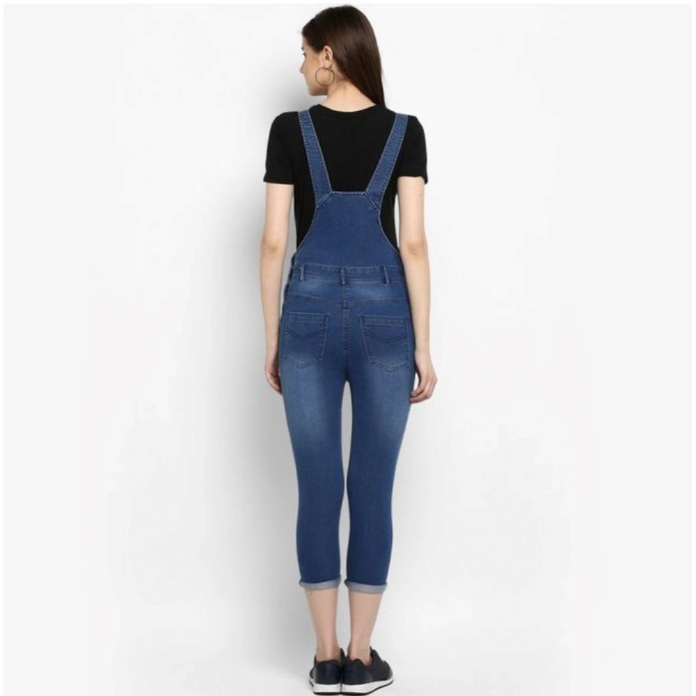 Blue denim dungaree pant for women