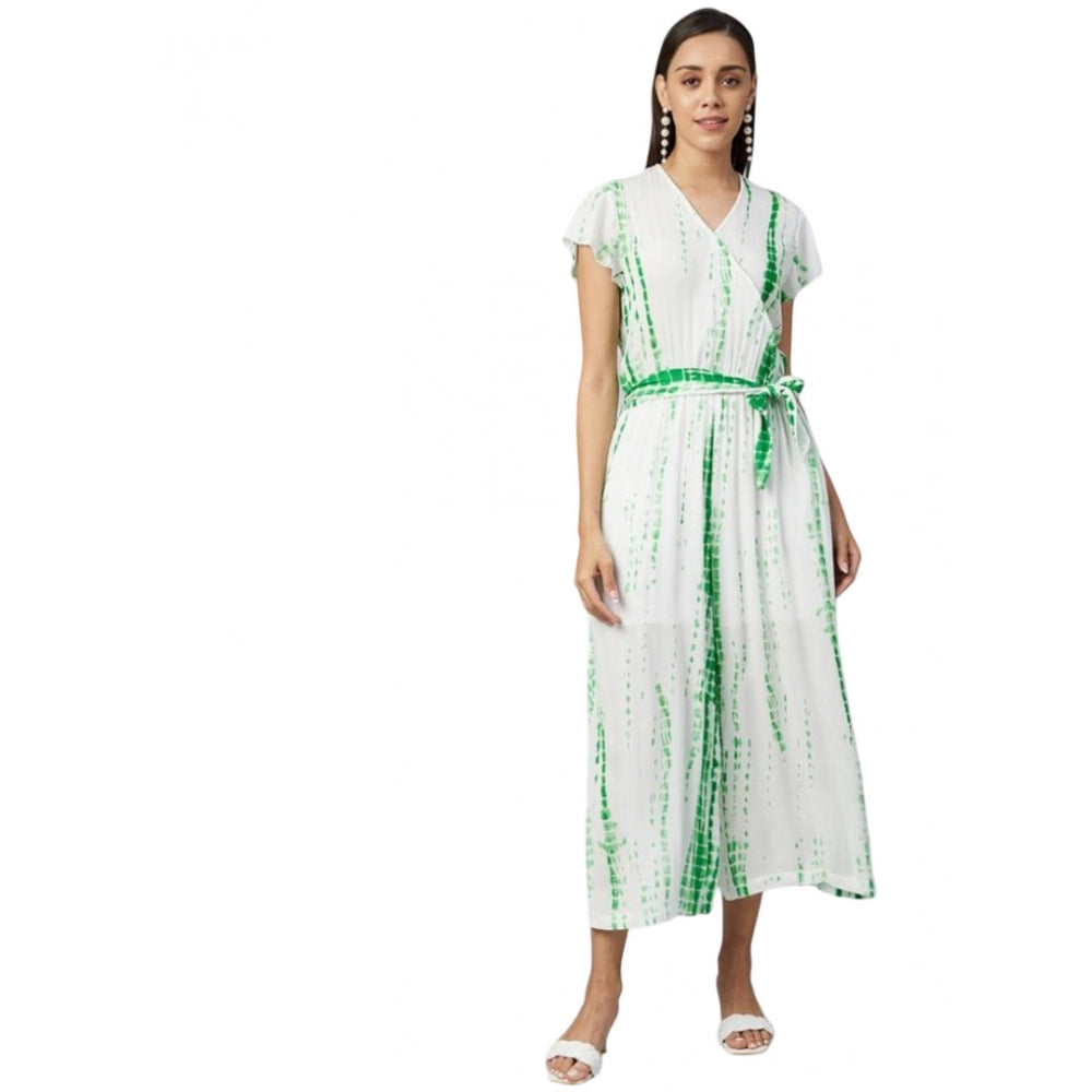 Women's rayon striped short sleeve jumpsuit