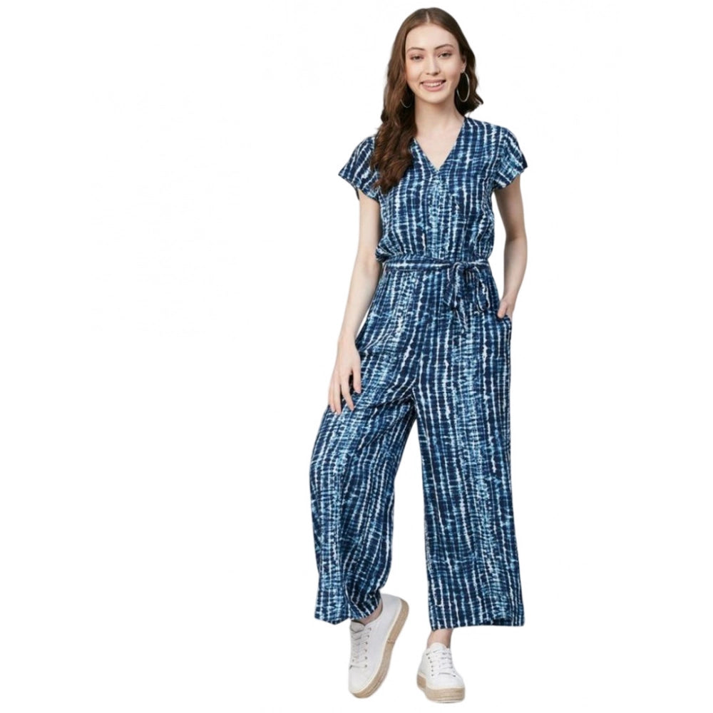 Women's rayon tie-dye short sleeve jumpsuit, size small