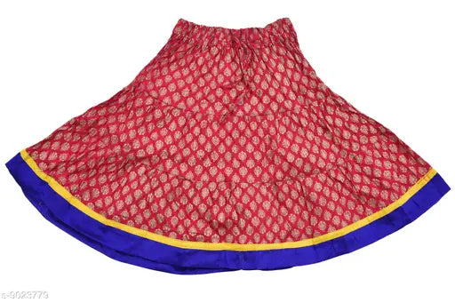 Pure cotton lehenga choli set for toddlers, DIAMO Girls' Jaipuri Rajasthani Gold Little Boota print ethnic wear with sleeveless top and block stitch, 10 in waist size, 11 in length