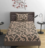 Real Dream Glace Cotton, 200 tc single fitted bedsheet & 1 pillow cover - superfine abstract design for summer adult use, India origin
