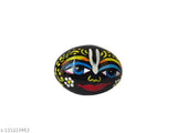 Black hand-painted Shringar Shaligram Bhagwan with box - Natural stone for divine blessings and puja. Marble Shivling, 2.5x2.5 inches, from the Gandaki River, Nepal. Decorative religious item under tulsi Mata tree