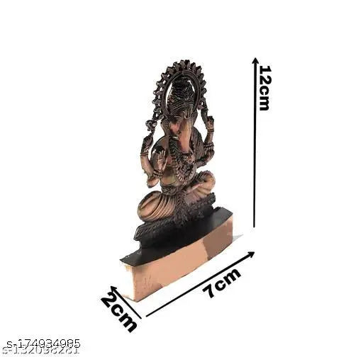 Copper finish 11cm brown Ganesh idol, ornate Indian artwork of Hindu deity on display